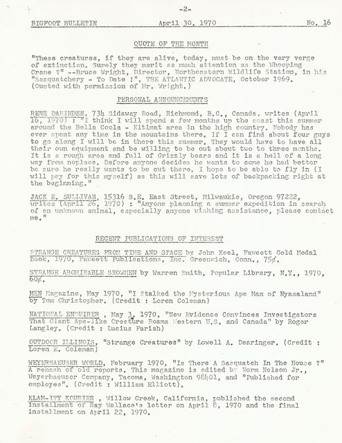 Bigfoot Bulletin by George Haas