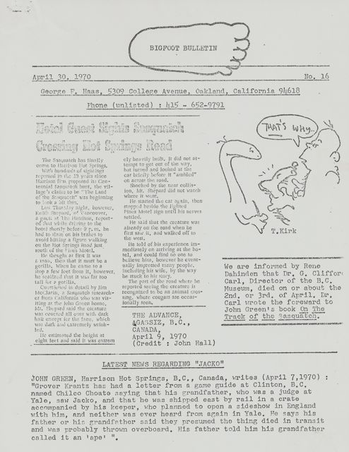Bigfoot Bulletin by George Haas