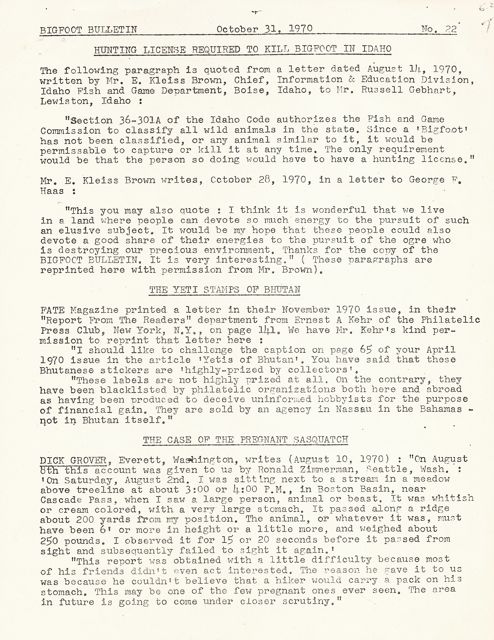 Bigfoot Bulletin by George Haas