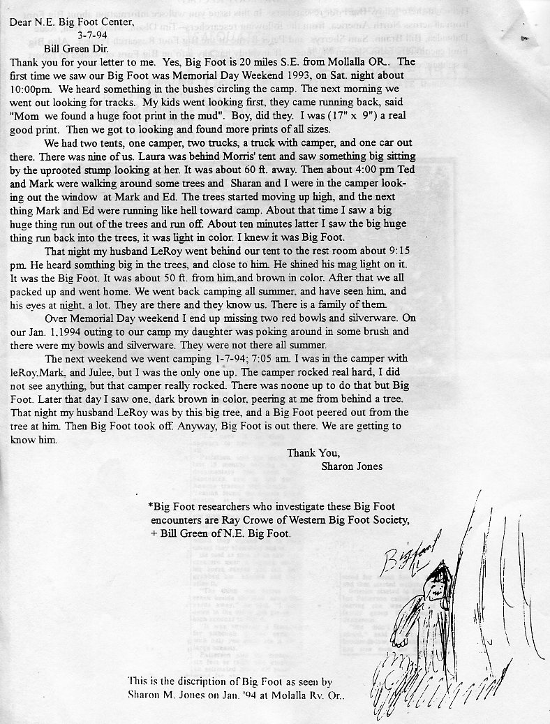 Western Bigfoot Society bigfoot Memorial Day sighting Sharron Jones and family Molalla OR