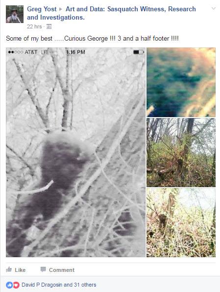 Greg Yost tried to use a stuffed animal in claims he took pictures of a juvenile bigfoot he named Curious George.