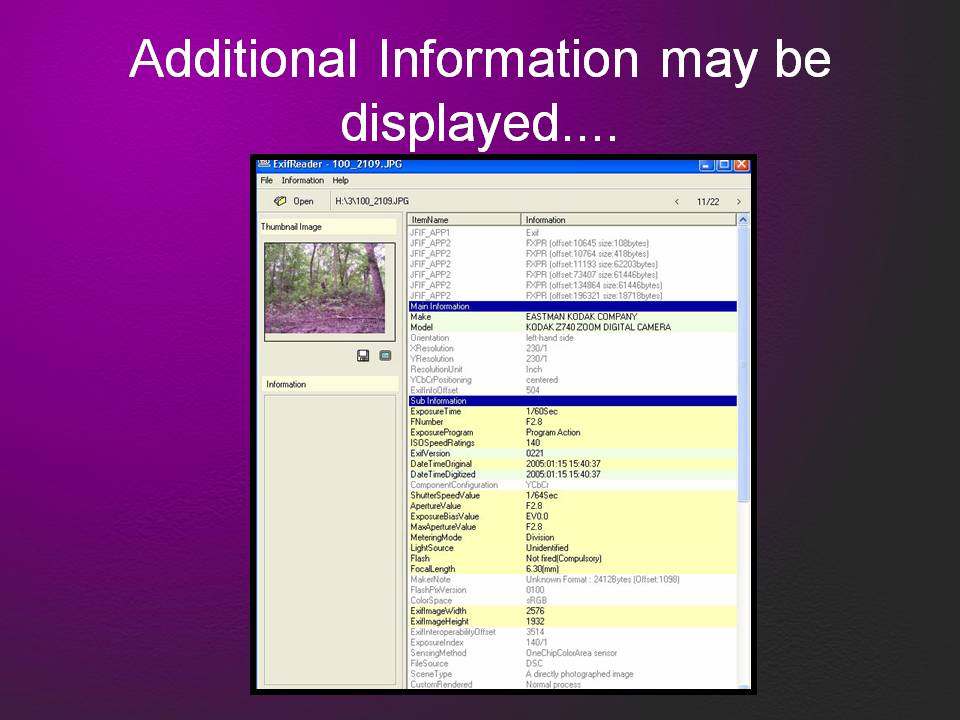 EXIF Reader Slide 12
