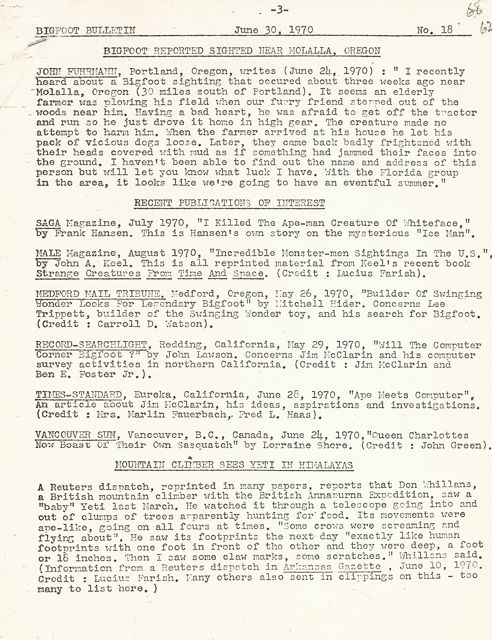 Bigfoot Bulletin by George Haas